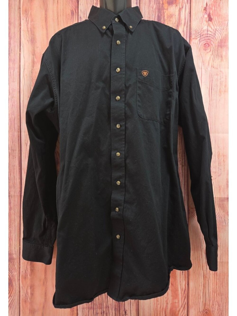 Ariat Mens Black Button-Down Shirt XXLT Long Sleeve Western Cotton Casual Wear